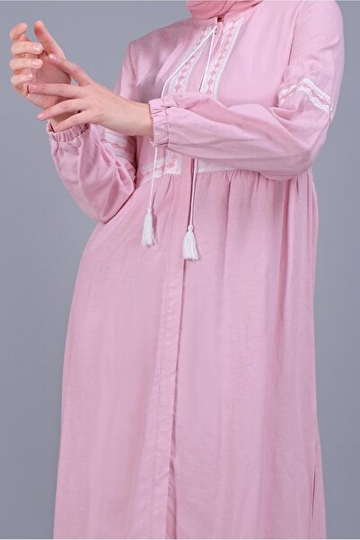 Alvina Embroidered Lace-Up Linen Tunic 40779