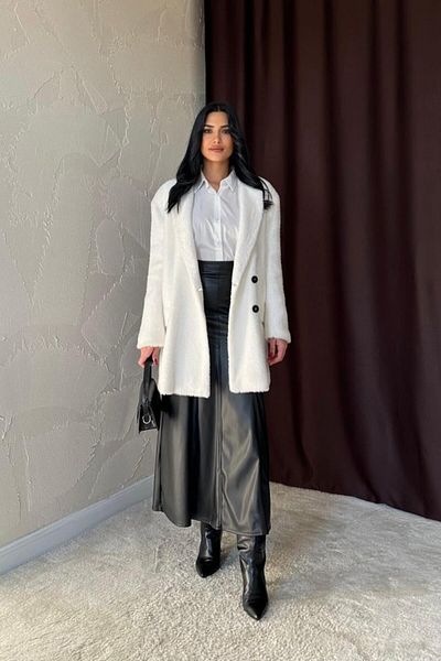 Kokosh moda Ecru Feather Soft Coat