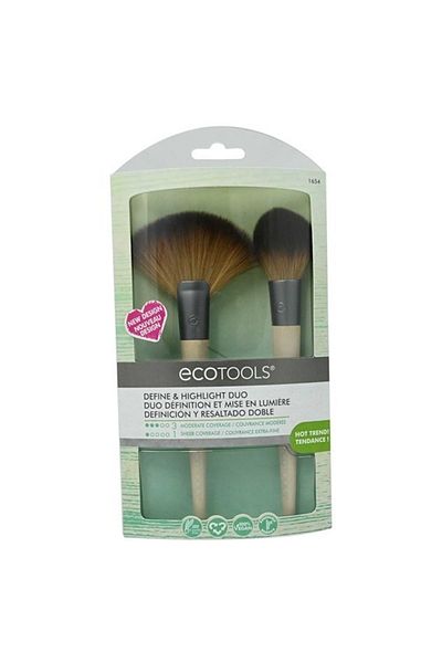 Ecotools Define & Highlight Duo Makeup Brush Set For Powder Bronzer Highlighter