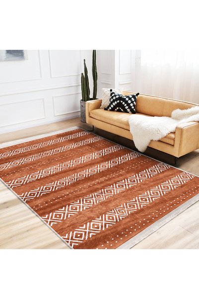 AD Home Kiremit Zeminde İskandinav Motifli Geometrik Desenli Geometrik Etnik ...