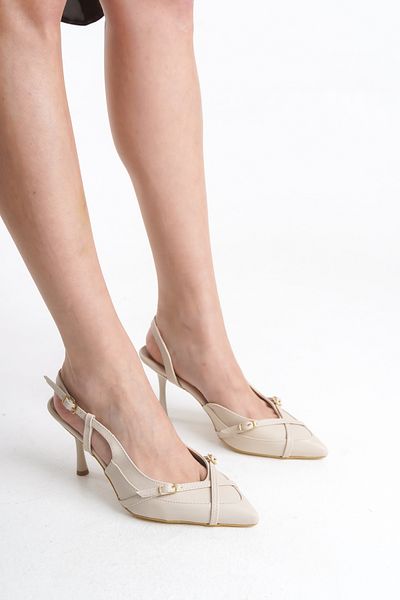 Limeo Thin High Heeled Women's Evening Dress Shoes with Buckle Front Cross Double Strips