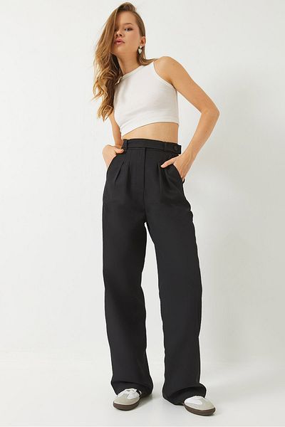 Bianco Lucci Women's Belt Detailed Pocket Palazzo Trousers 60283064