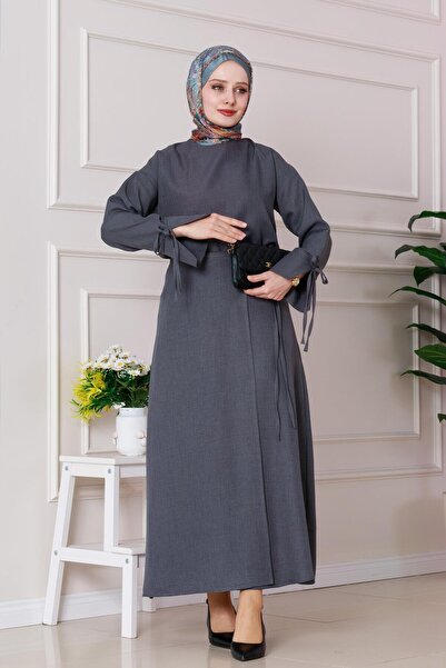 Sevitli Darin Linen Skirt Tie Suit-Anthracite