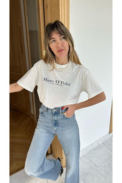 Askı Nişantaşı Ecru Marc O'Polo Printed Oversize T-Shirt