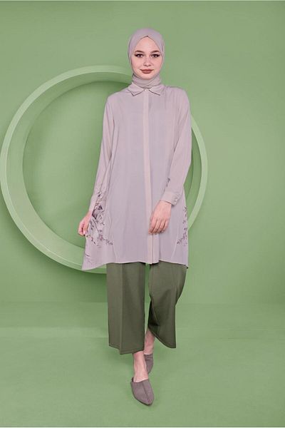 Alvina Asymetric Cut Flower Patterned Tunic 41349