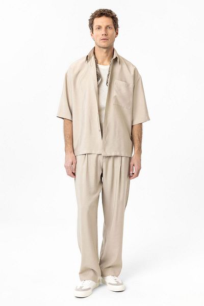 Antioch Beige Relaxed Short Sleeve Men's Shirt