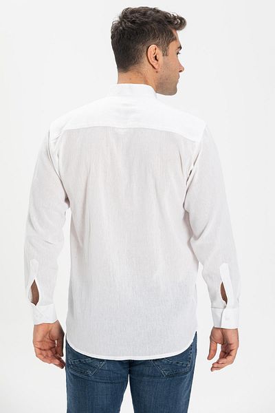Eliş Şile Bezi Ανδρικό καλοκαιρινό πουκάμισο Plus Size - Λευκό 3001