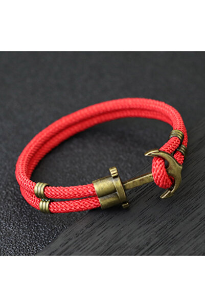 Choice سوار رجالي جديد باللون الأحمر، حبل برونزي ثنائي الطبقات، سهل الخطاف، س...
