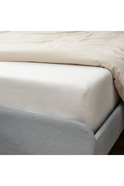 IKEA BALSAMPOPPEL Fitted Sheet, White, 90x200 cm – 100% Organic Cotton, Soft & Breathable