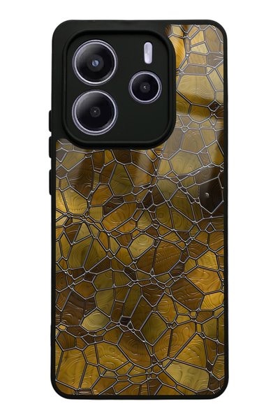 Spoyi حافظة هاتف لامعة لهاتف Xiaomi Redmi Note 14 5G بتصميم هندسي بني