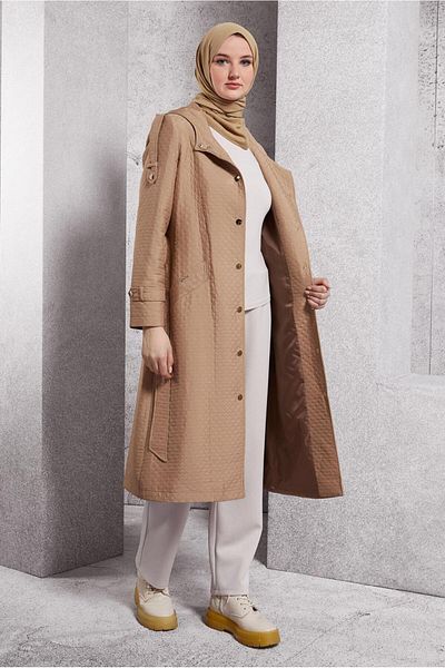 Alvina Birded Quilted Trench Coat 10916