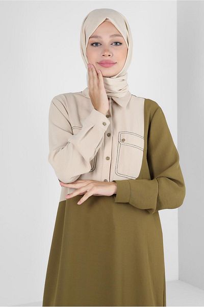 Alvina SHIRT COLLAR BUTTON DETAIL TUNIC 43704