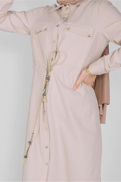 Alvina Style Button with Straw Lace Tunic 41585