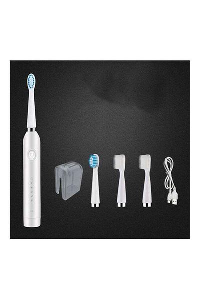 fulina 6-Pieces Electric Toothbrush Set,With Adjustable 6-Speed, Sonic Vibration, For Home Travel, White