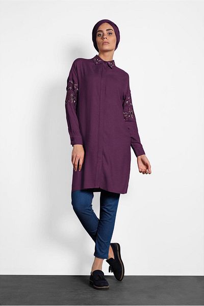 Alvina 40238 Model Flower Embroidered Tunic