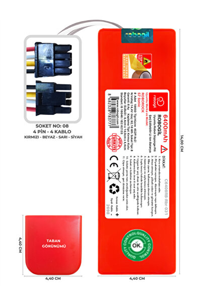ROBOGİL Roborock S7 Sonic 6400mah Pili Uyumlu Robot Süpürge Bataryası C6408rb...