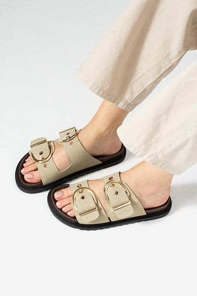 diclepolat Γυναικεία αγκράφα - Casual Comfort Suede Slippers Beige Ronda