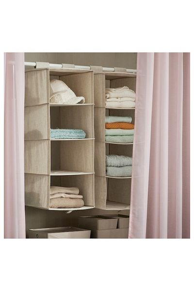 IKEA PURRPINGLA Hanging Storage with 4 Compartments (36x45x92 cm) – Space-Saving Closet Organizer