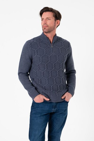 Tony Montana Classic Mold Knitted Patterned Half Zipper Men's Knitwear Sweater-T-5010