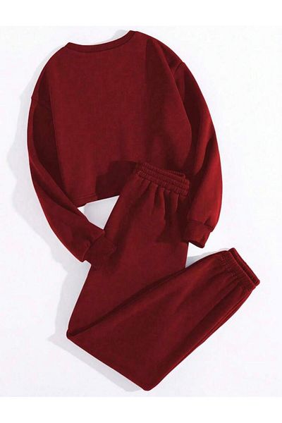 RPT MODA Relaxed Cut Flower Print Detail Oversized Cycling Collar Double Set Tracksuit Bottom and Top