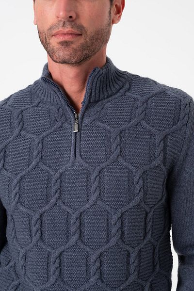 Tony Montana Classic Mold Knitted Patterned Half Zipper Men's Knitwear Sweater-T-5010