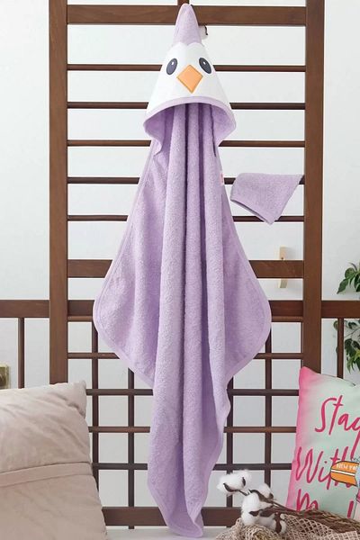 BUUDE Unisex Hat and Baby Bath Towel with Penguin Embroidery
