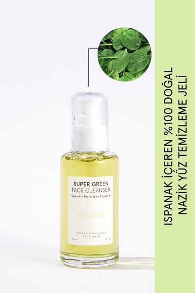 Pelcare Super Green Face Cleanser - Face Washing Gel Containing Spinach and Green Tea