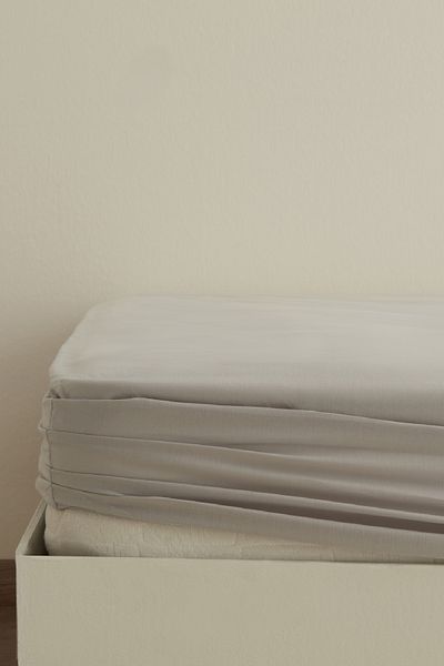Karaca Home Cearşaf de pat dublu de bază 100% bumbac gri - elastic