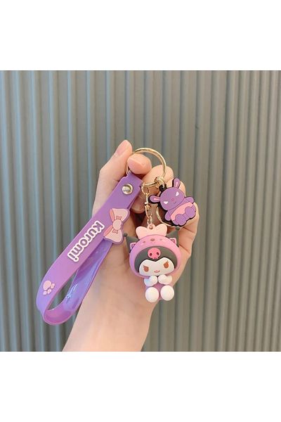 Choice Kuromi Kawaii Sanrio Keychain Cute Cartoon Kuromi Hello Kitty Cinnamoroll Car Key Ring Pendant Schoo