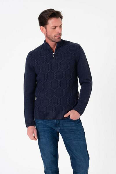 Tony Montana Classic Mold Knitted Patterned Half Zipper Men's Knitwear Sweater-T-5010