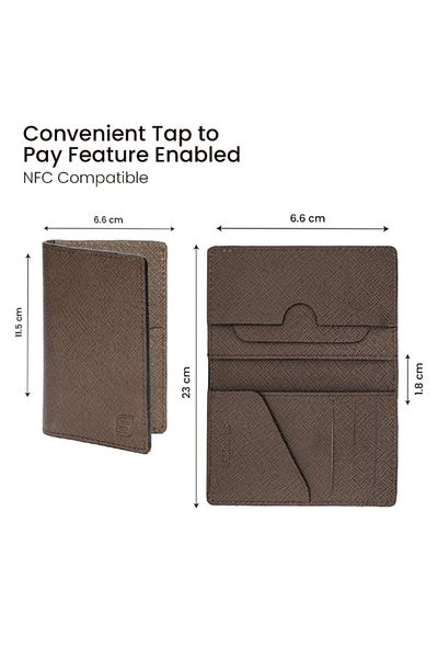SLIMTA Genuine Leather Wallet for Men Minimalist Card Holder Genuine Croc Brown Leather Bifold Design