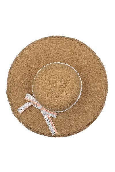 BM GİFT DESİGN Women's brown beach hat with crocheted band
