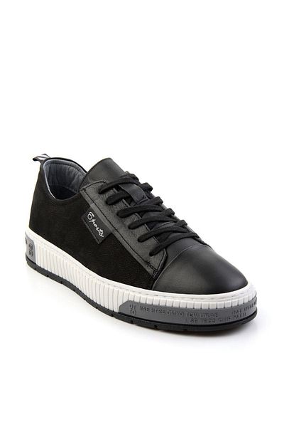 Bambi Black Leather Men's Sneaker E 01018033543