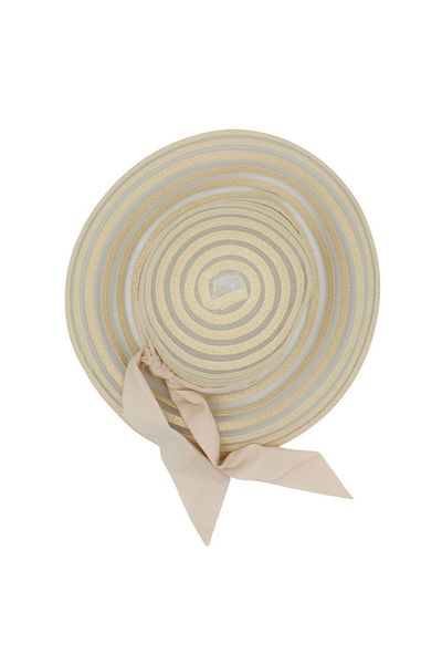 BM GİFT DESİGN Transparent beige women's beach hat with bow
