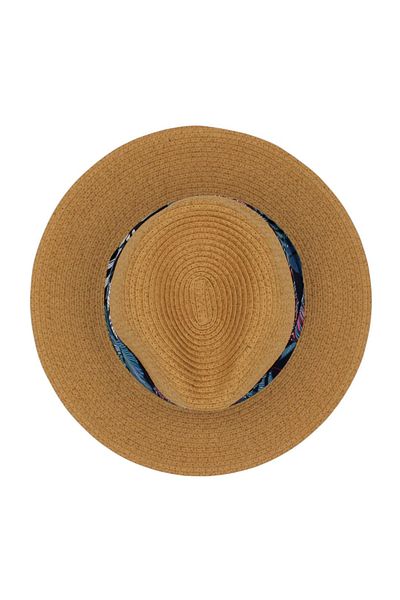 BM GİFT DESİGN Women's brown beach hat with tropical stripe