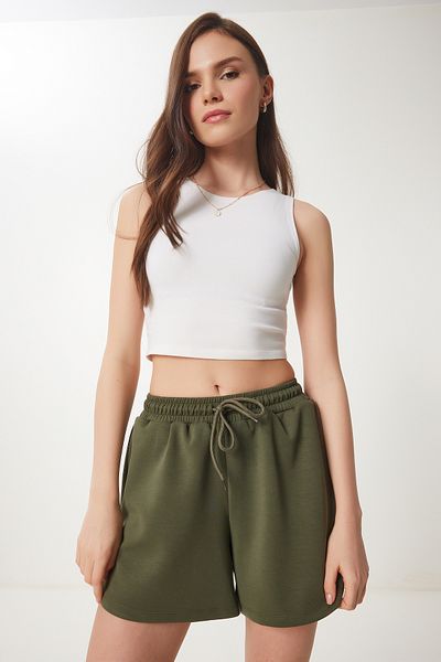 Lovelyİstanbul Pantaloni scurți modal cu buzunare - KHAKI LUB0097