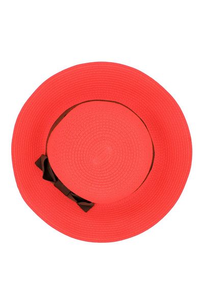 BM GİFT DESİGN Women's coral beach hat with brown bow