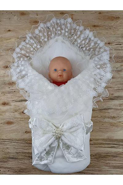 Eng Newborn Silk Venus Crown Embroidered Deluxe Swaddle Baby Blanket