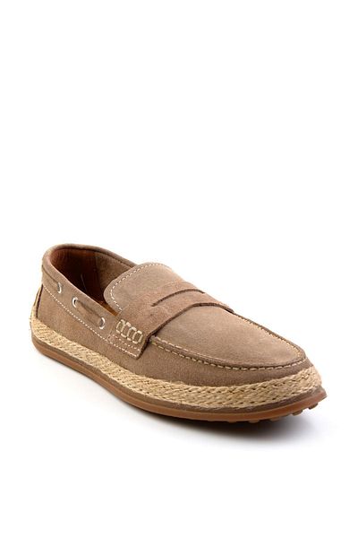 Bambi Beige Leather Men's Espadrille E 01863815502