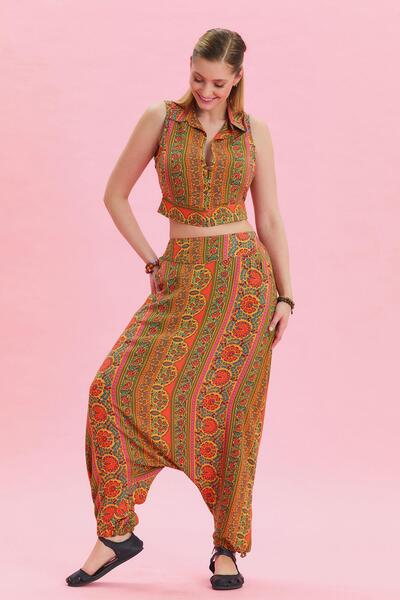 Los banditos Етнічні штани з шнурівкою на кишенях