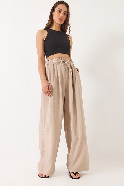 Bianco Lucci Damen Palazzo-Hose mit hoher Taille und breitem Gummizug in Übergröße 80165 60271071