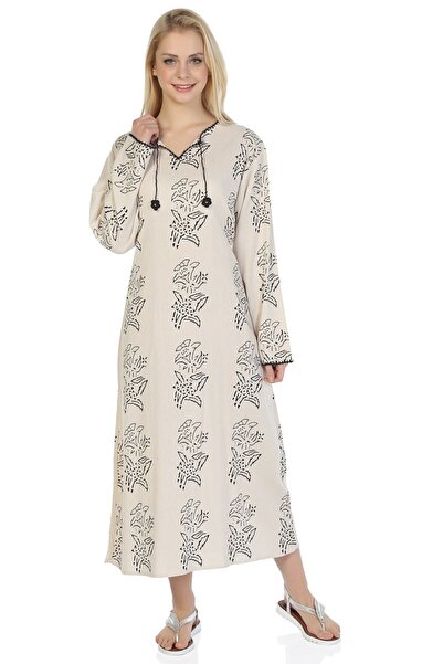 Eliş Şile Bezi Καλοκαιρινό φόρεμα με μακρύ μανίκι με τύπωμα με σχέδιο μακρύ κ...