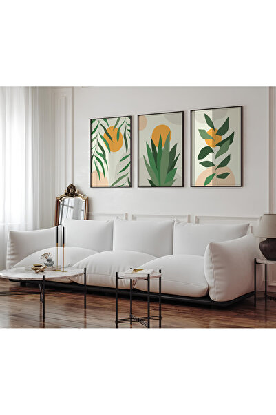 ARTCASTLE Set de 3 tablouri cu ramă din lemn Sun Flower