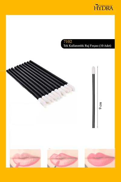 Hydra فرشاة أحمر الشفاه HD-7102 - للاستعمال مرة واحدة، عبوة من 10 قطع