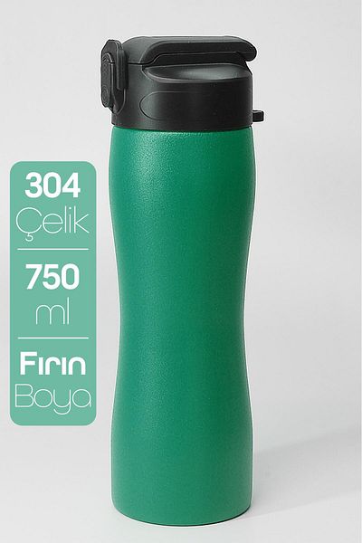 Telvesse Set of 2 Complete Stainless Steel Flask with Straw Matte Color Sports Flask Water Bottle Green+Black 1158