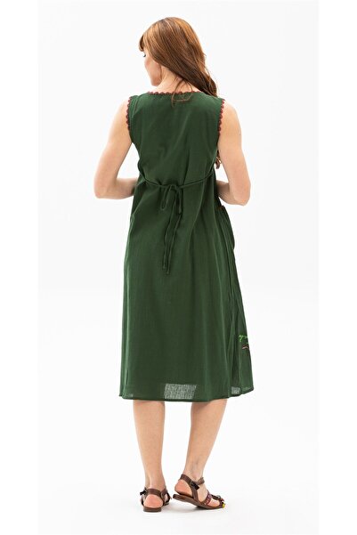 Eliş Şile Bezi Αμάνικο ύφασμα Şile - Burçak Midi φόρεμα - πράσινο
