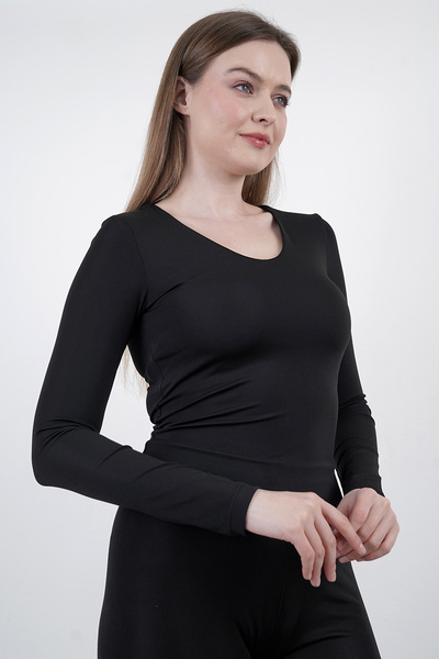 Hebb Club Women's Black V-Neck Blouse