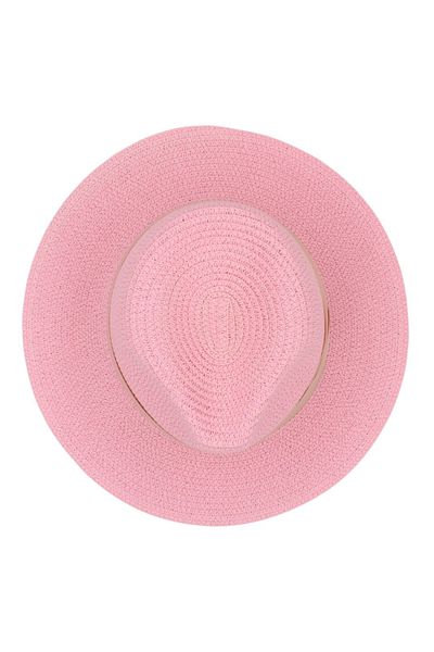 BM GİFT DESİGN Women's pink beach hat with beige band