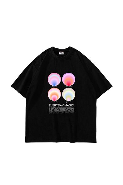 Sekizbiraltı Μαύρο μπλουζάκι με στάμπα Aura Vibes Oversize Unisex