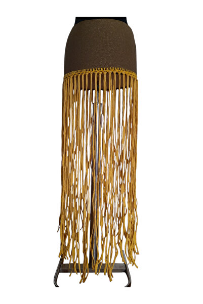 bi ters bi düz تنورة صوفية بحزام ذهبي لامع